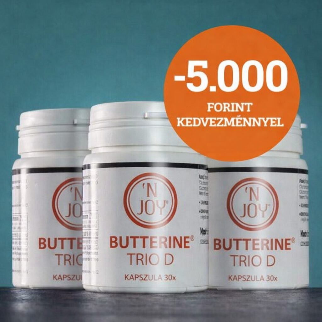 3 db BUTTERINE® TRIO D kapszula 30x vajsav (butirát) és D-vitamin pótlásra csomagban